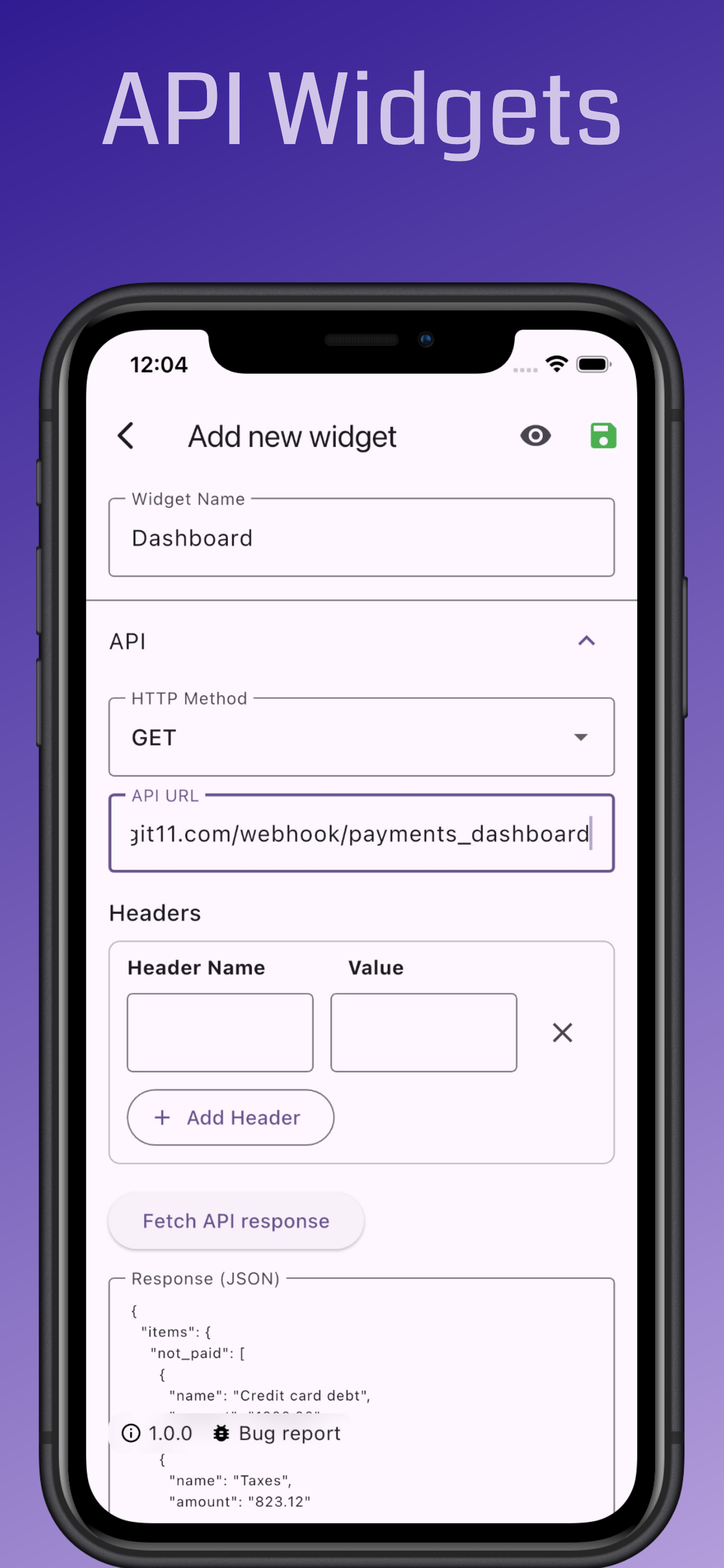API Widgets Screenshot 5