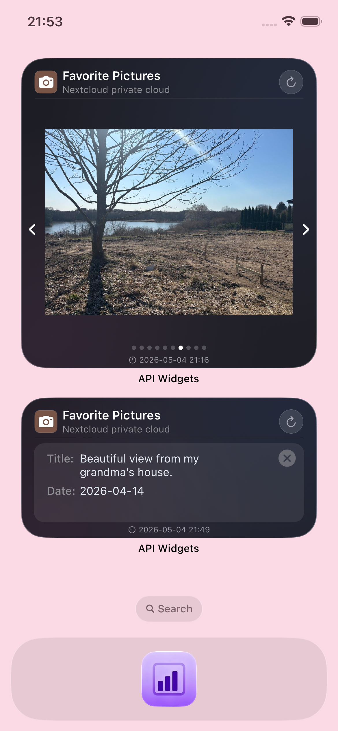 iPhone screenshot of the final Nextcloud slideshow widget